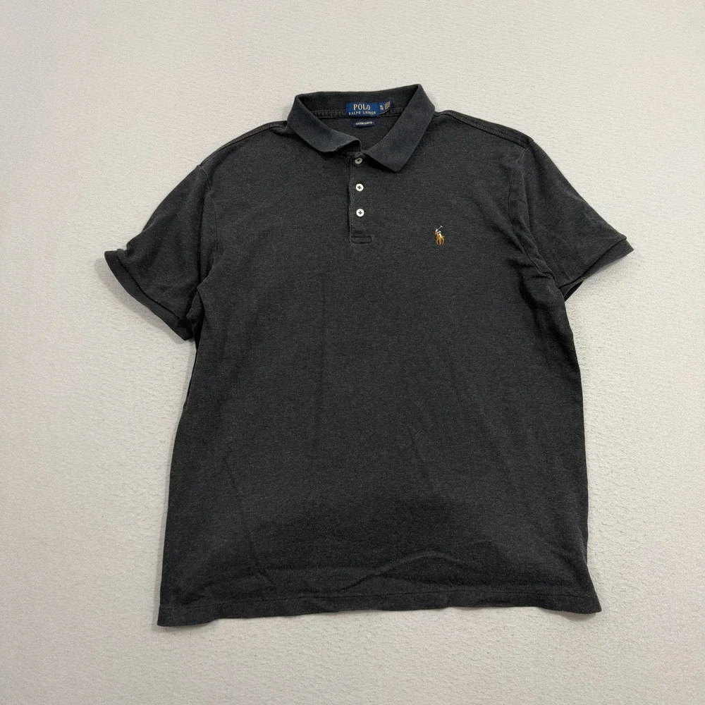 Polo Ralph Lauren Shirt Men's XL Gray Custom Slim Fit Short Sleeve Pony Logo